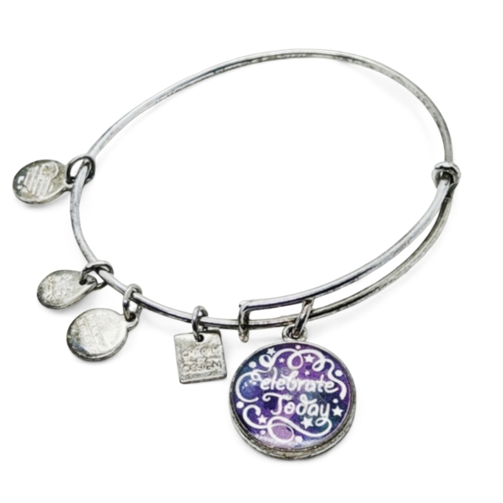 N4S Alex and Ani Celebrate Today Silver Tone Expandable Charm Bracelet
